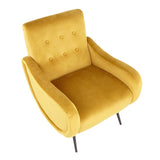 Lumisource Rafael Contemporary Lounge Chair in Black Metal and Yellow Velvet