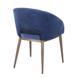 Lumisource Renee Contemporary Chair in Copper Metal Legs with Blue Velvet