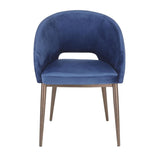 Lumisource Renee Contemporary Chair in Copper Metal Legs with Blue Velvet