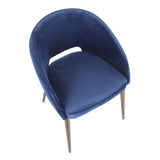 Lumisource Renee Contemporary Chair in Copper Metal Legs with Blue Velvet