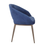 Lumisource Renee Contemporary Chair in Copper Metal Legs with Blue Velvet