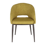 Lumisource Renee Contemporary Chair in Espresso Metal Legs with Green Fabric