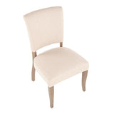 Lumisource Rita Contemporary Dining Chair in Ash Brown Wooden Legs and Beige Fabric - Set of 2