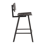 Lumisource Rocco Industrial Counter Stool in Black Metal and Black Wood - Set of 2