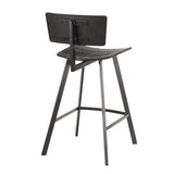 Lumisource Rocco Industrial Counter Stool in Black Metal and Black Wood - Set of 2