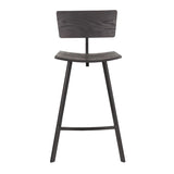 Lumisource Rocco Industrial Counter Stool in Black Metal and Black Wood - Set of 2