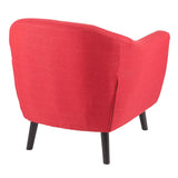 Lumisource Rockwell Contemporary Accent Chair with Black Wooden Legs and Red Fabric