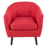 Lumisource Rockwell Contemporary Accent Chair with Black Wooden Legs and Red Fabric