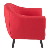 Lumisource Rockwell Contemporary Accent Chair with Black Wooden Legs and Red Fabric