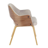 Lumisource Rollo Mid-Century Modern Dining Chair in Walnut Wood and Beige Fabric - Set of 2