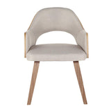 Lumisource Rollo Mid-Century Modern Dining Chair in Walnut Wood and Beige Fabric - Set of 2