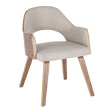 Lumisource Rollo Mid-Century Modern Dining Chair in Walnut Wood and Beige Fabric - Set of 2