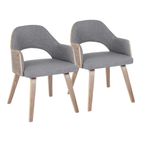 Lumisource Rollo Mid-Century Modern Dining Chair in Walnut Wood and Charcoal Fabric - Set of 2