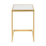 Lumisource Roman Contemporary-Glam Side Table in Gold Metal and White Marble