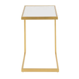 Lumisource Roman Contemporary-Glam Side Table in Gold Metal and White Marble