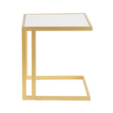 Lumisource Roman Contemporary-Glam Side Table in Gold Metal and White Marble