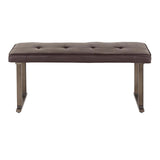 Lumisource Roman Industrial Bench in Antique Metal and Espresso Faux Leather Cushion