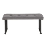 Lumisource Roman Industrial Bench in Antique Metal and Grey Fabric Cushion