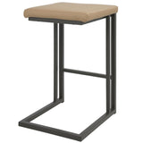 Lumisource Roman Industrial Counter Stool in Grey and Camel Faux Leather - Set of 2