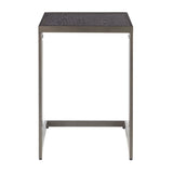 Lumisource Roman Industrial Side Table in Antique Metal & Dark Grey Wood