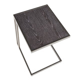 Lumisource Roman Industrial Side Table in Antique Metal & Dark Grey Wood