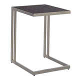 Lumisource Roman Industrial Side Table in Antique Metal & Dark Grey Wood