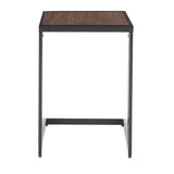 Lumisource Roman Industrial Side Table in Black Metal & Walnut Wood