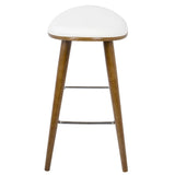 Lumisource Saddle 26" Mid-Century Modern Counter Stool in Walnut and White Faux Leather - Set of 2