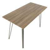 Lumisource Sedona Industrial Counter Table in Brushed Antique Metal and Brown Wood