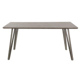 Lumisource Sedona Industrial Dining Table in Brushed Antique Metal and Dark Brown Wood