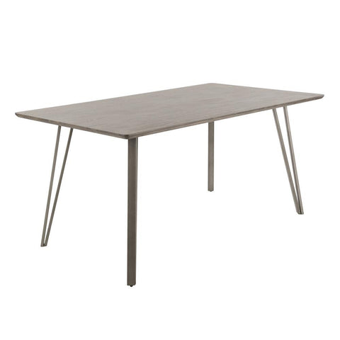 Lumisource Sedona Industrial Dining Table in Brushed Antique Metal and Dark Brown Wood