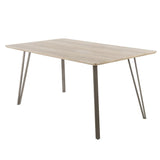 Lumisource Sedona Industrial Dining Table in Brushed Antique Metal and Light Brown Wood