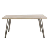 Lumisource Sedona Industrial Dining Table in Brushed Antique Metal and Light Brown Wood