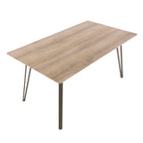 Lumisource Sedona Industrial Dining Table in Brushed Antique Metal and Light Brown Wood