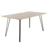 Lumisource Sedona Industrial Dining Table in Brushed Antique Metal and Light Brown Wood