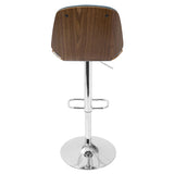 Lumisource Serena Mid-Century Modern Barstool in Walnut and Blue