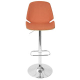 Lumisource Serena Mid-Century Modern Barstool in Walnut and Orange