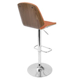 Lumisource Serena Mid-Century Modern Barstool in Walnut and Orange