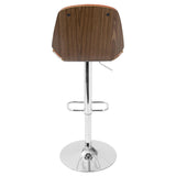 Lumisource Serena Mid-Century Modern Barstool in Walnut and Orange