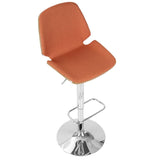 Lumisource Serena Mid-Century Modern Barstool in Walnut and Orange