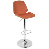 Lumisource Serena Mid-Century Modern Barstool in Walnut and Orange