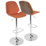 Lumisource Serena Mid-Century Modern Barstool in Walnut and Orange