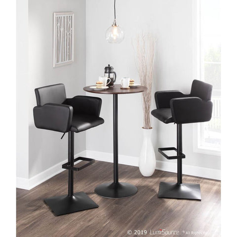 Lumisource Sergio Contemporary Bar Stool with Black Metal and Black Faux Leather