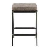 Lumisource Seven Industrial Counter Stool in Black Metal and Grey Cowboy Fabric