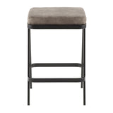 Lumisource Seven Industrial Counter Stool in Black Metal and Grey Cowboy Fabric