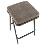 Lumisource Seven Industrial Counter Stool in Black Metal and Grey Cowboy Fabric