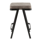 Lumisource Seven Industrial Counter Stool in Black Metal and Grey Cowboy Fabric