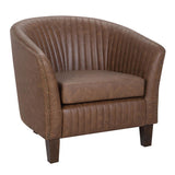 Lumisource Shelton Contemporary Club Chair in Brown Faux Leather