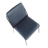 Lumisource Stefani Industrial Chair in Black Metal and Blue Faux Leather - Set of 2