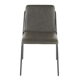 Lumisource Stefani Industrial Chair in Black Metal and Charcoal Faux Leather - Set of 2